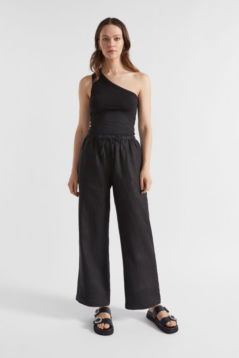 One Shoulder Tank  Black