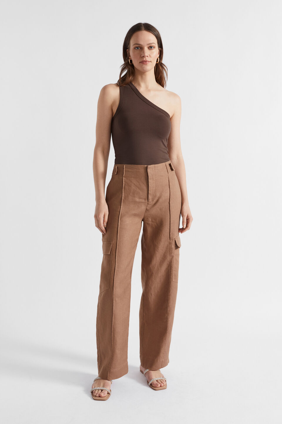 One Shoulder Tank  Deep Raisin