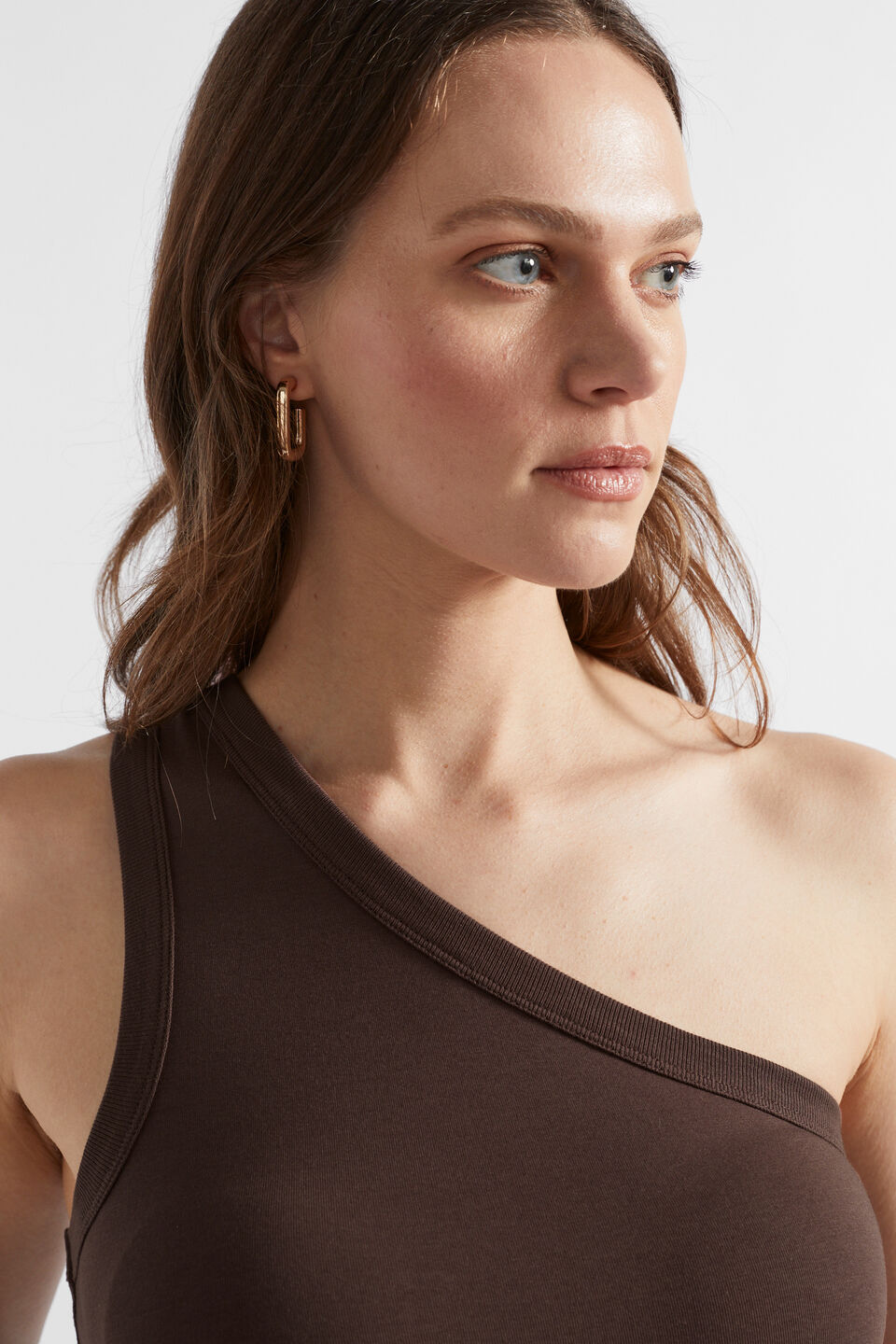 One Shoulder Tank  Deep Raisin
