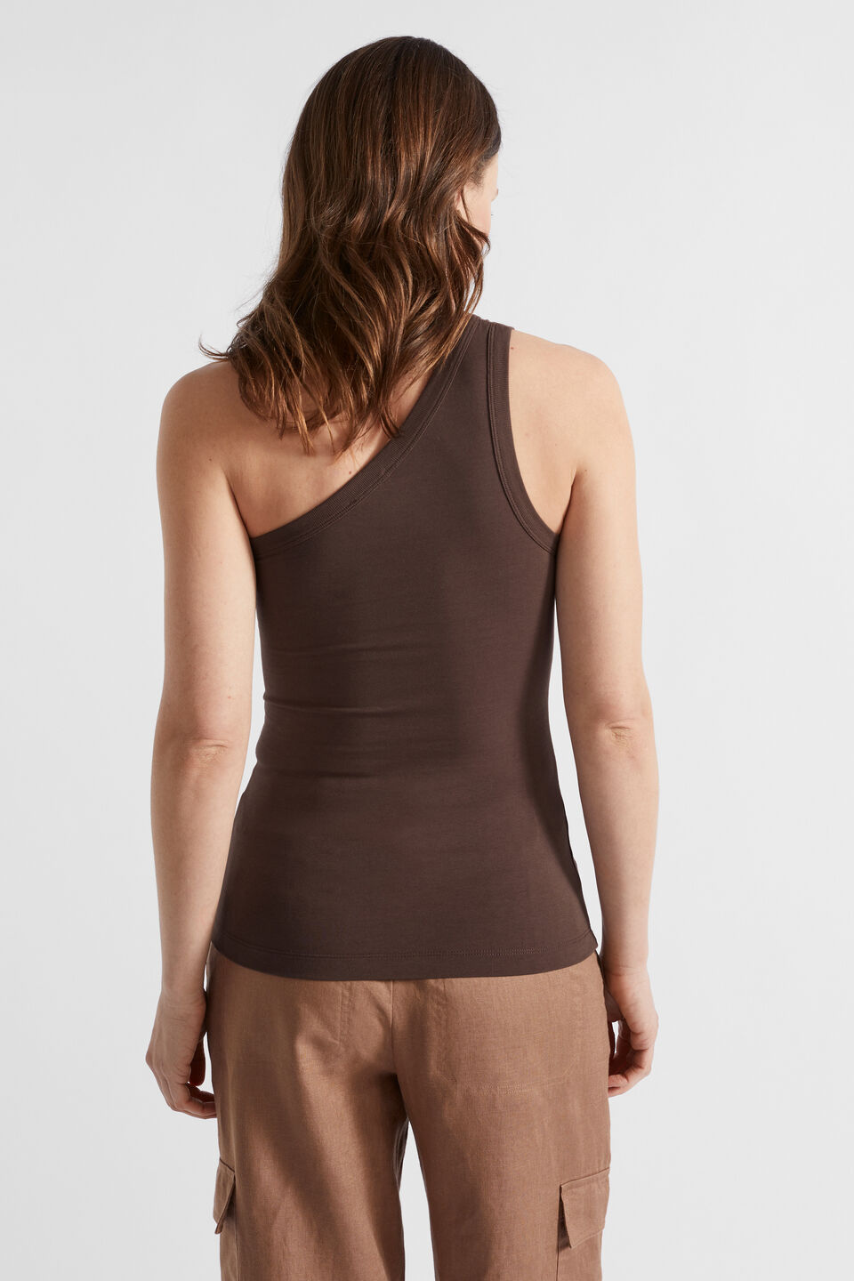 One Shoulder Tank  Deep Raisin