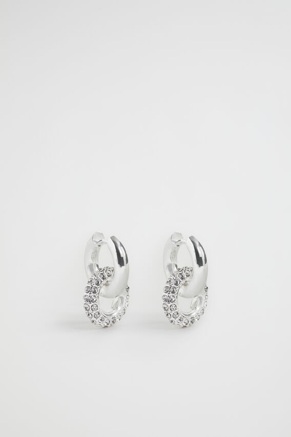 Crystal Huggie Hoop  Silver  hi-res