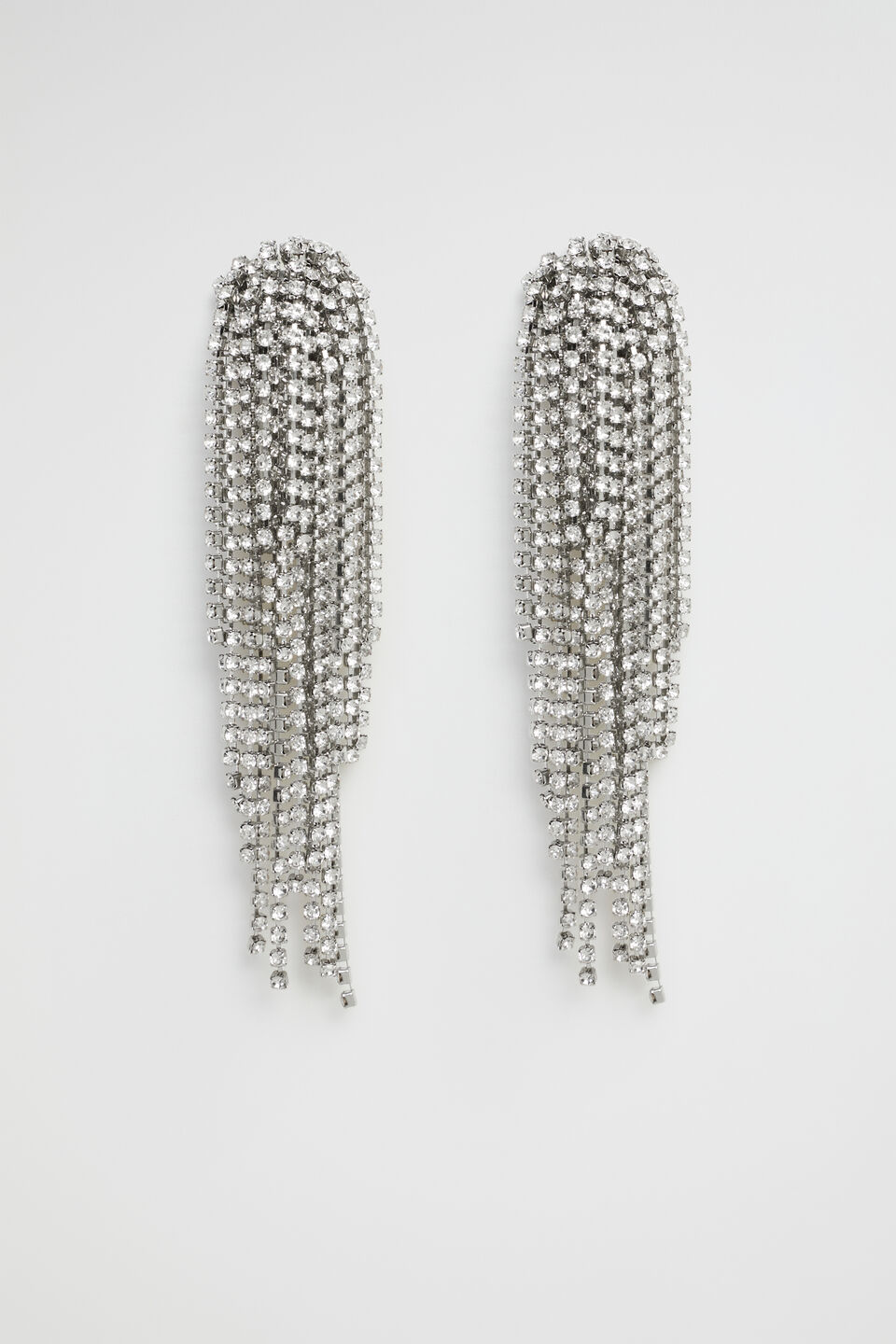 Crystal Waterfall Earring  Silver
