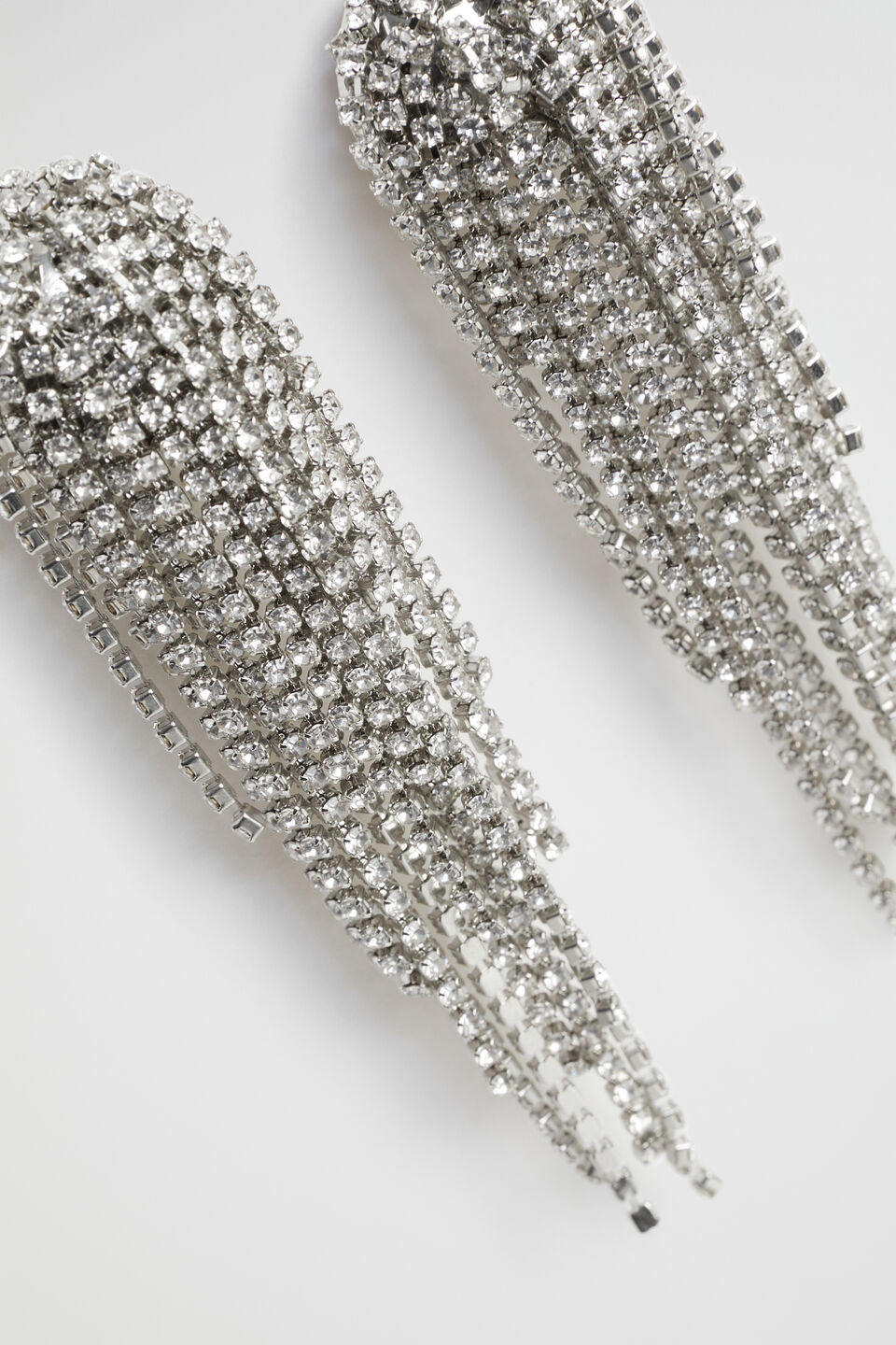 Crystal Waterfall Earring  Silver