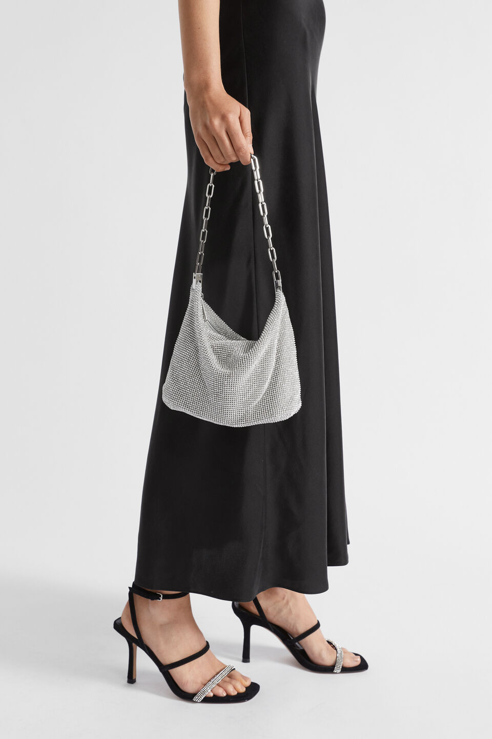 Embellished Shoulder Bag  Silver