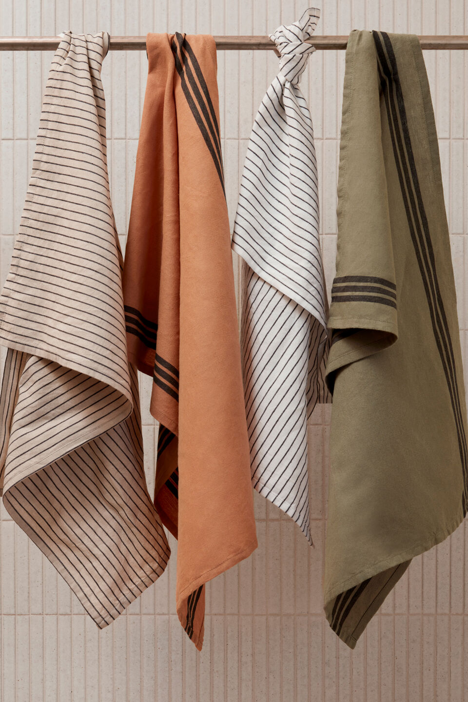 Stripe Tea Towel Set of 2  Clay