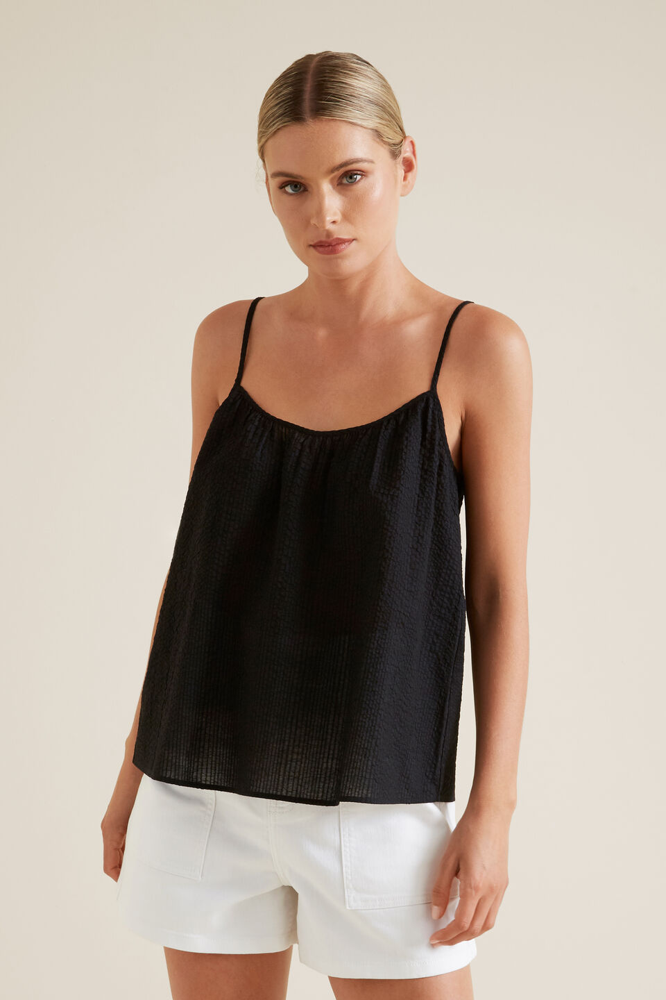 Textured Cami  Black