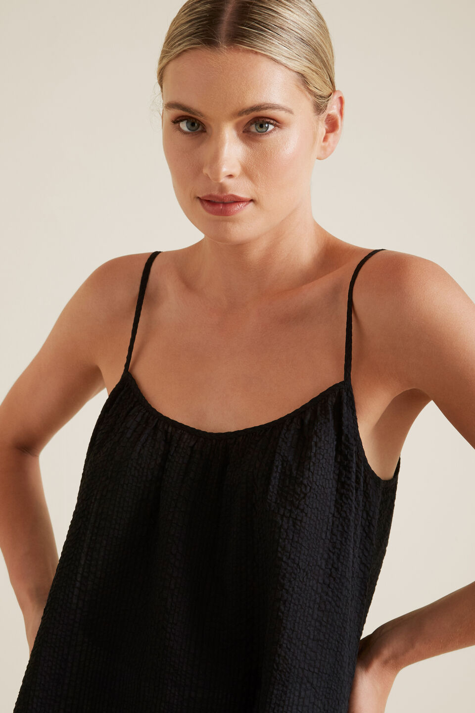 Textured Cami  Black