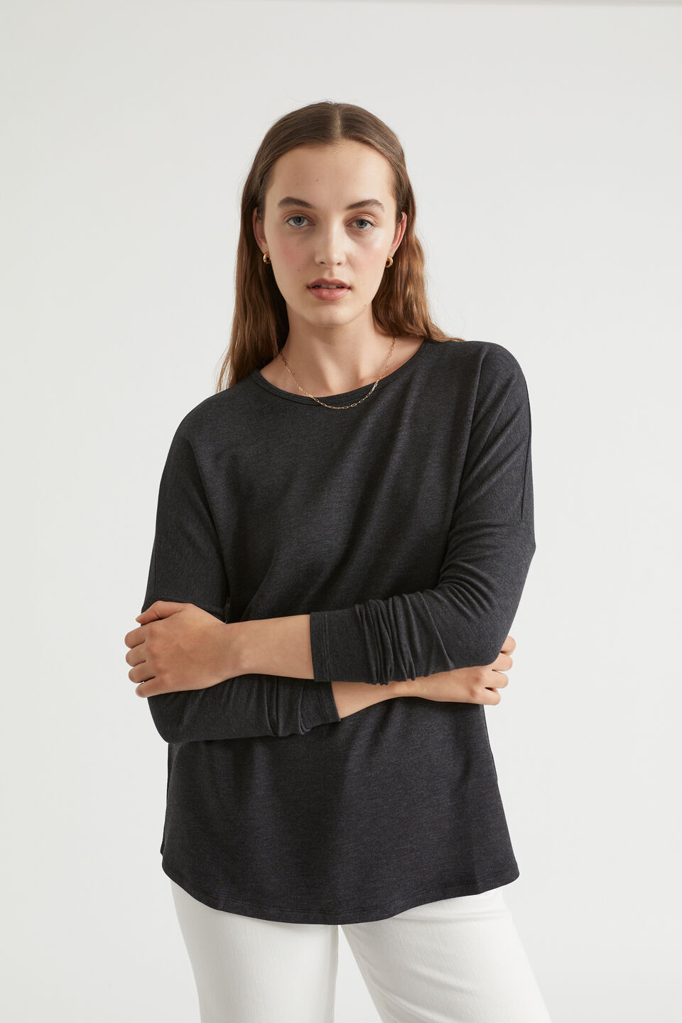 Core Curve Hem Sweat  Slate Marle