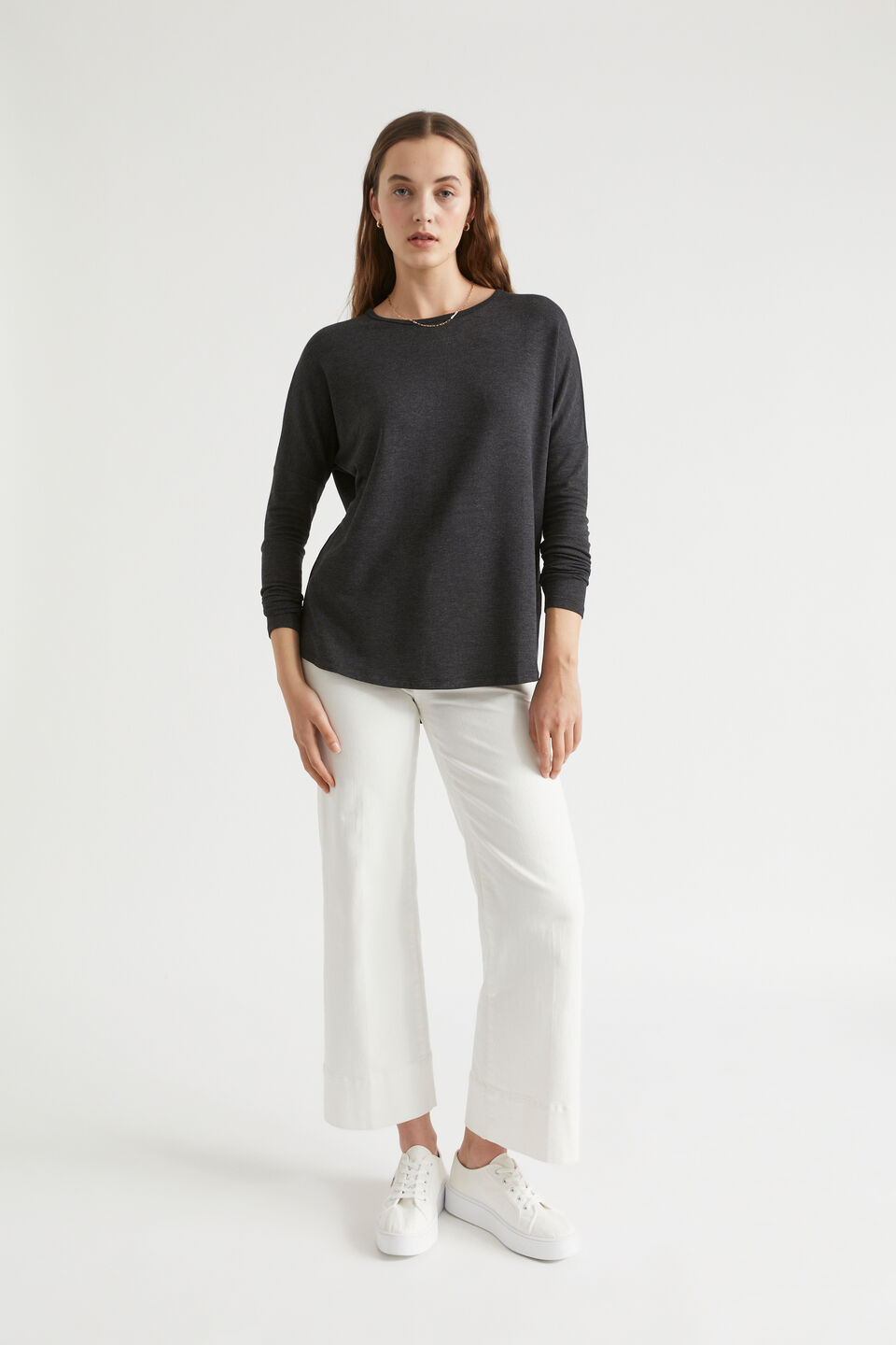 Core Curve Hem Sweat  Slate Marle