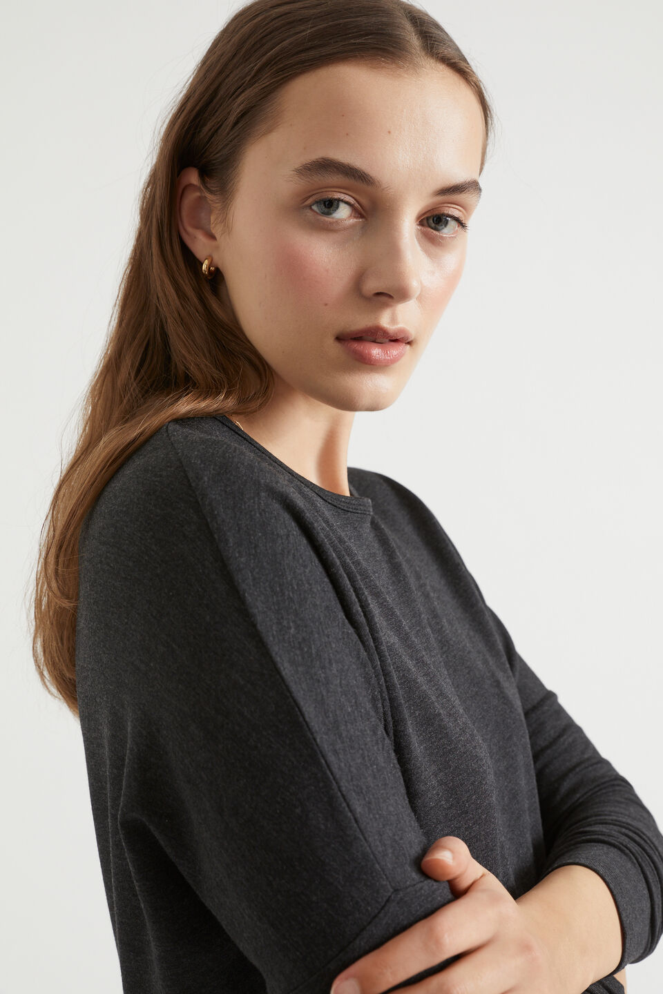 Core Curve Hem Sweat  Slate Marle