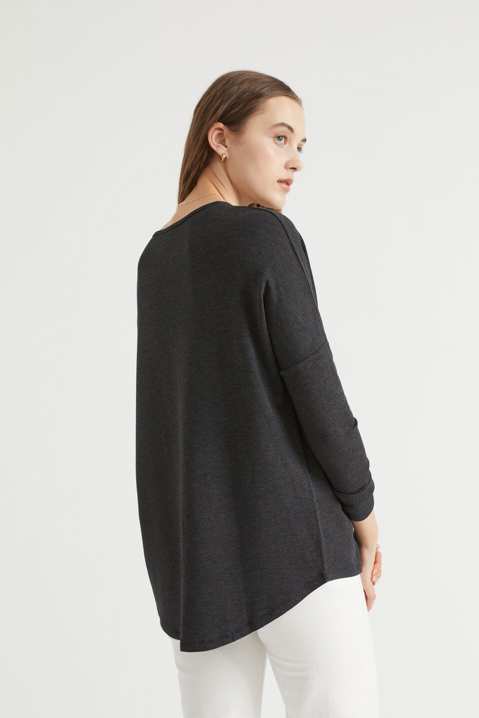 Core Curve Hem Sweat  Slate Marle