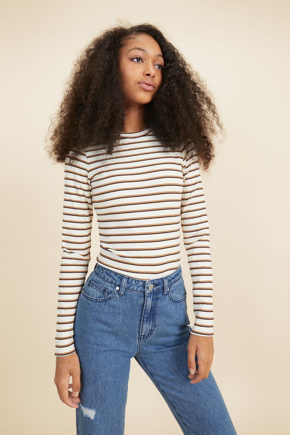Stripe Rib Tee  Sunflower