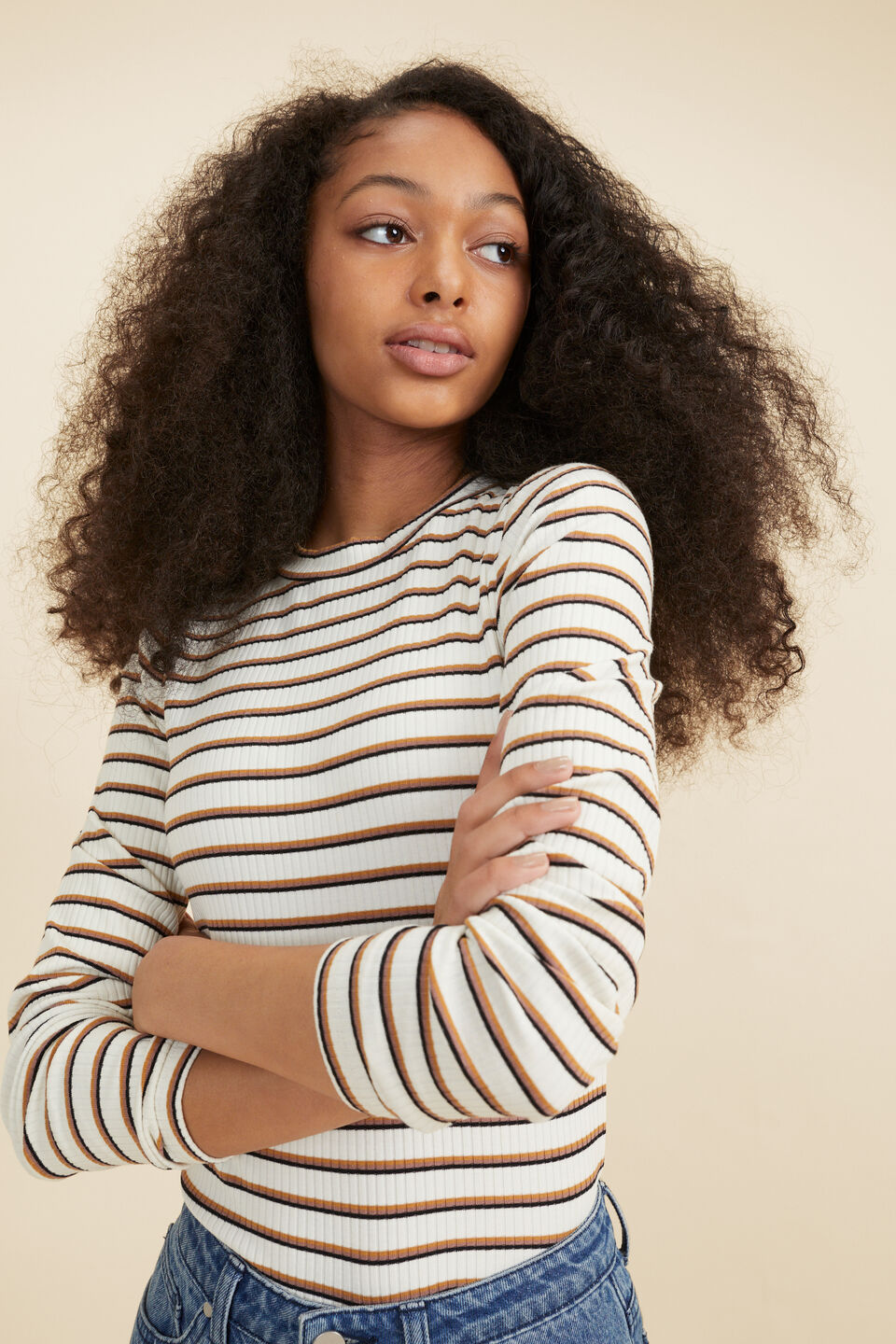 Stripe Rib Tee  Sunflower
