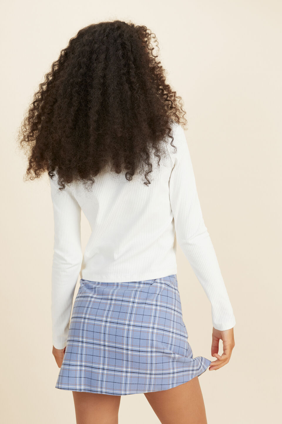 Rib Collar Ls Tee  Cream