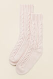 Cable Knit Bed Sock  Pale Pink  hi-res