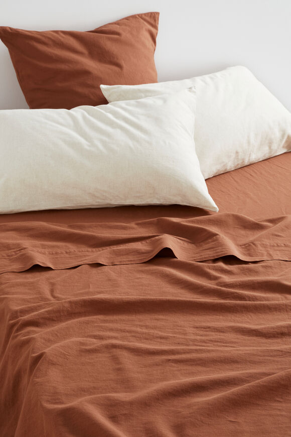 Alba Queen Fitted Sheet  Burnt Brick  hi-res