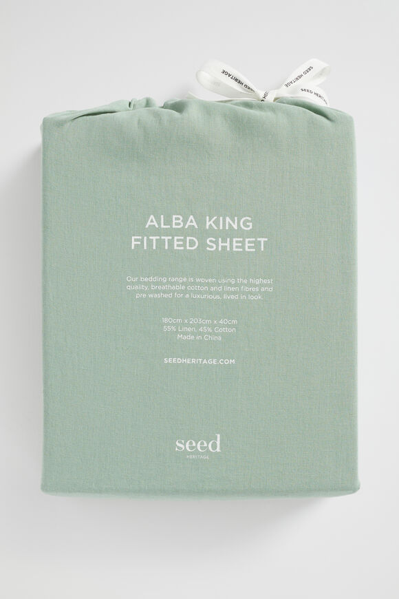 Alba Queen Fitted Sheet  Sage Green  hi-res