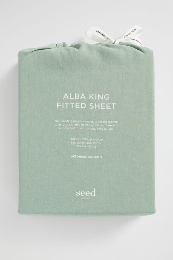 Alba King Fitted Sheet  Sage Green  hi-res