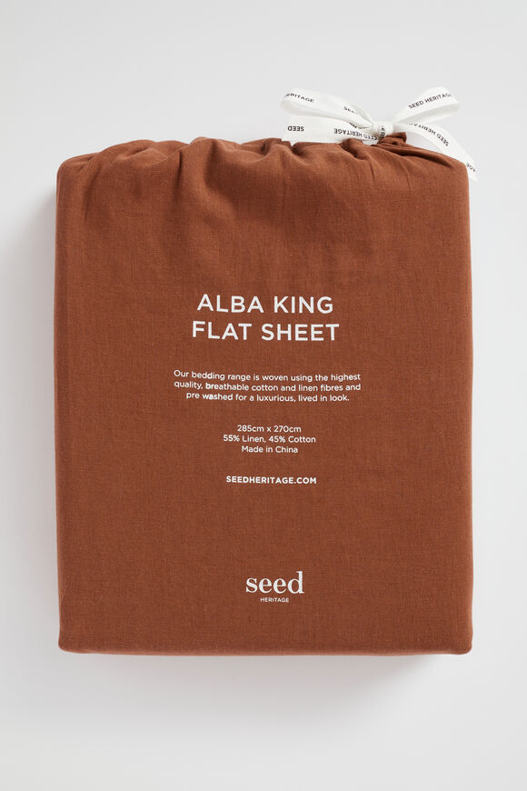 Alba Queen Flat Sheet  Burnt Brick  hi-res