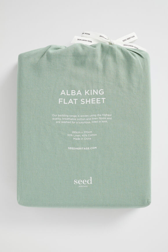 Alba Queen Flat Sheet  Sage Green  hi-res