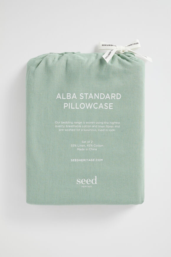 Alba Standard Pillowcase  Sage Green  hi-res