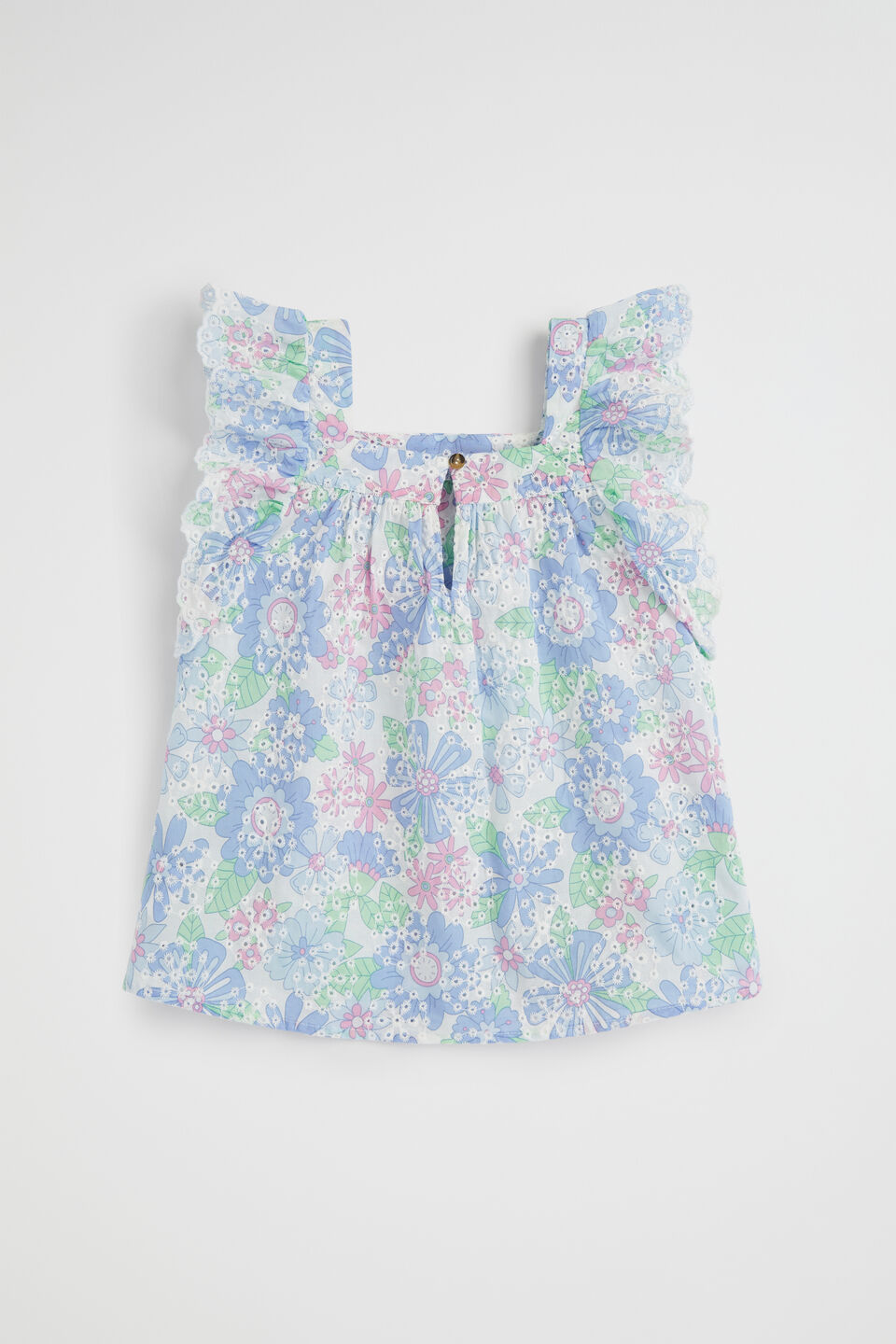 Cutwork Floral Top  Baby Blue