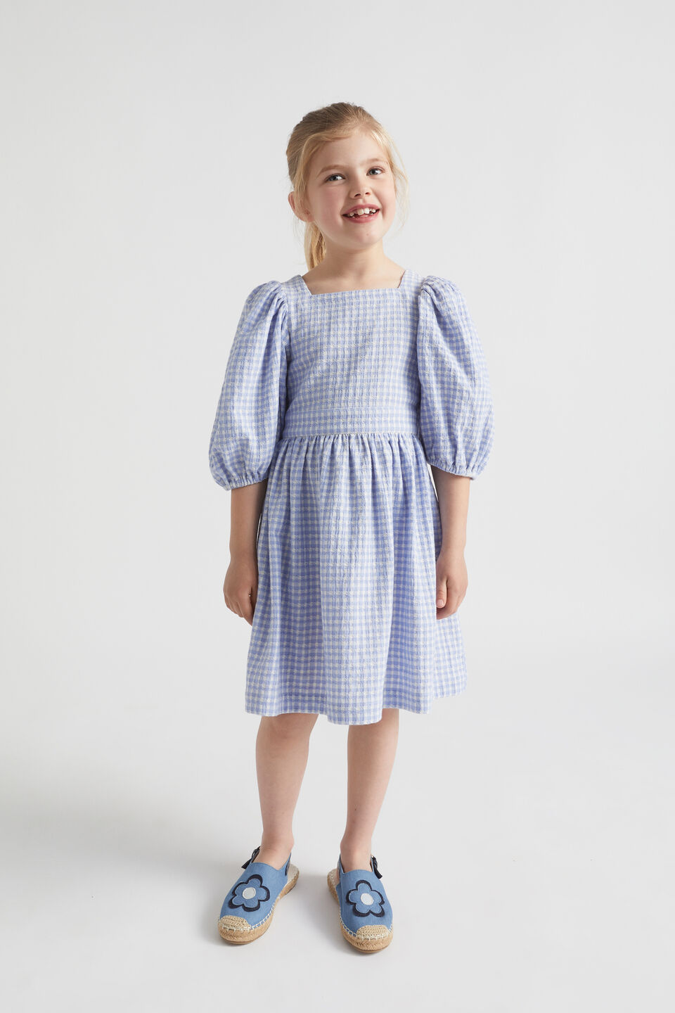 Gingham Dress  Blue Iris