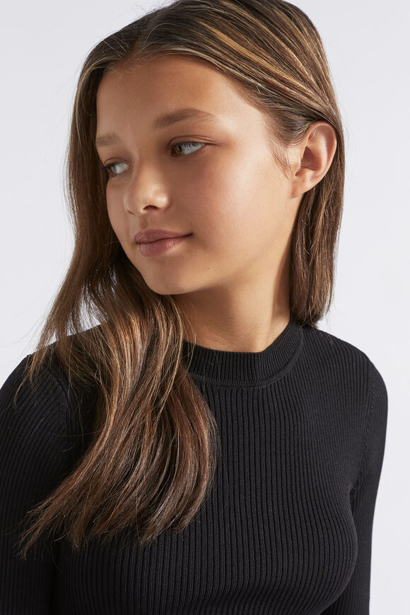 Rib Knit Dress  Black  hi-res