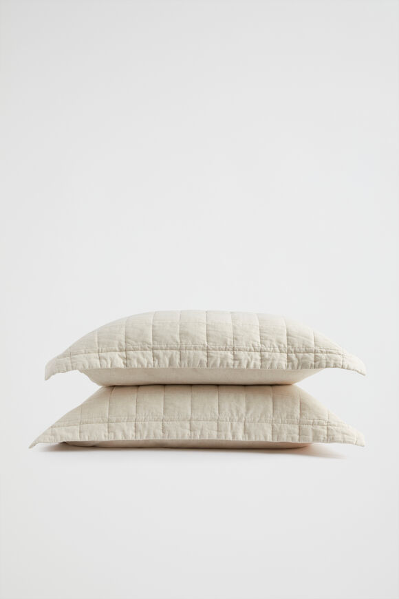Quilted Standard Pillowcase  Flax Cross Dye  hi-res