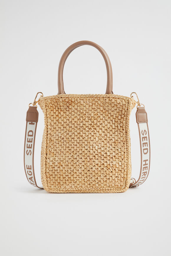 Monochrome Logo Raffia Mini Tote  Natural  hi-res