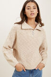 Cable Knit Zip Sweater  Cappuccino  hi-res
