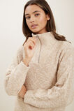 Cable Knit Zip Sweater  Cappuccino  hi-res