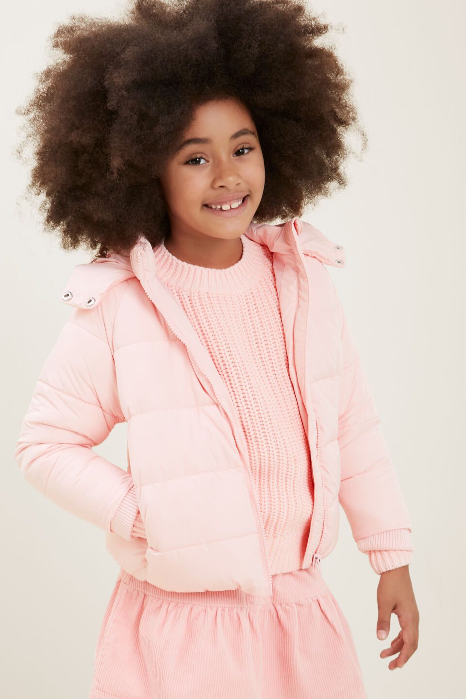 Sporty Puffer Jacket  Dusty Rose