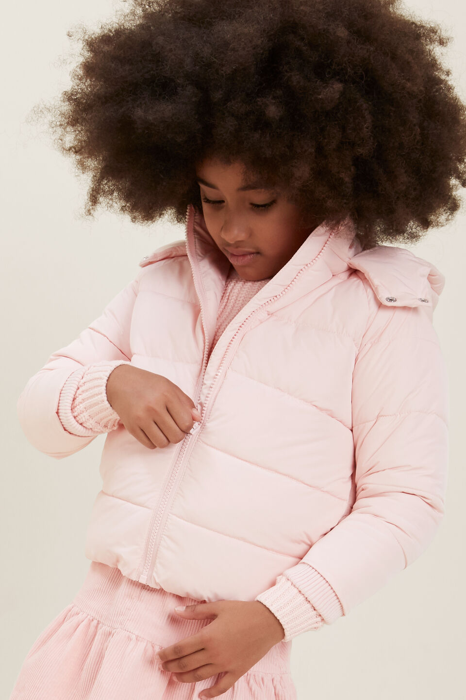Sporty Puffer Jacket  Dusty Rose