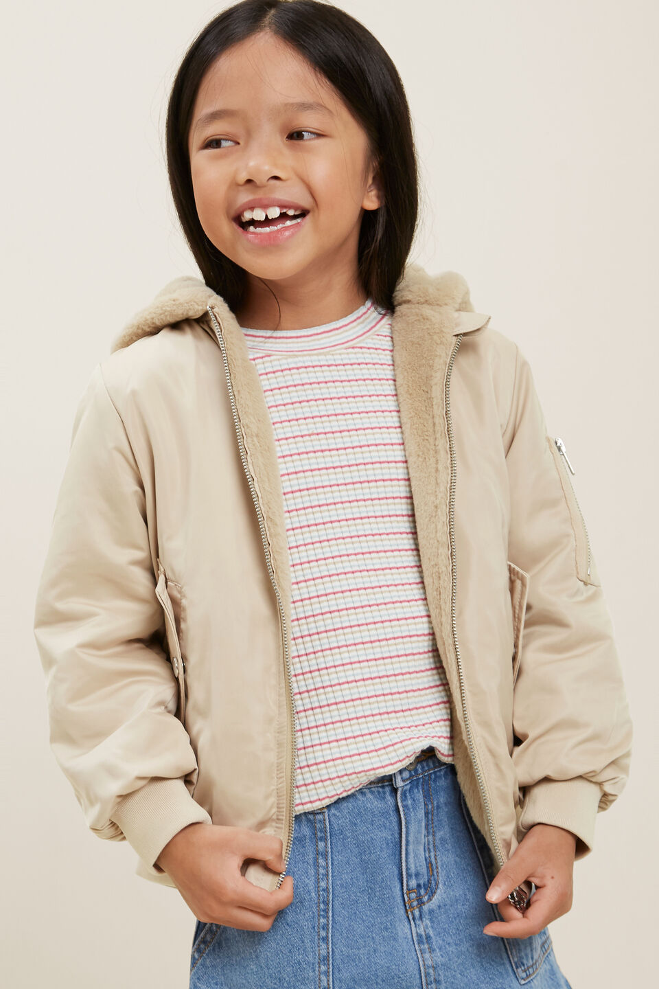 Reversible Bomber Jacket  Chai