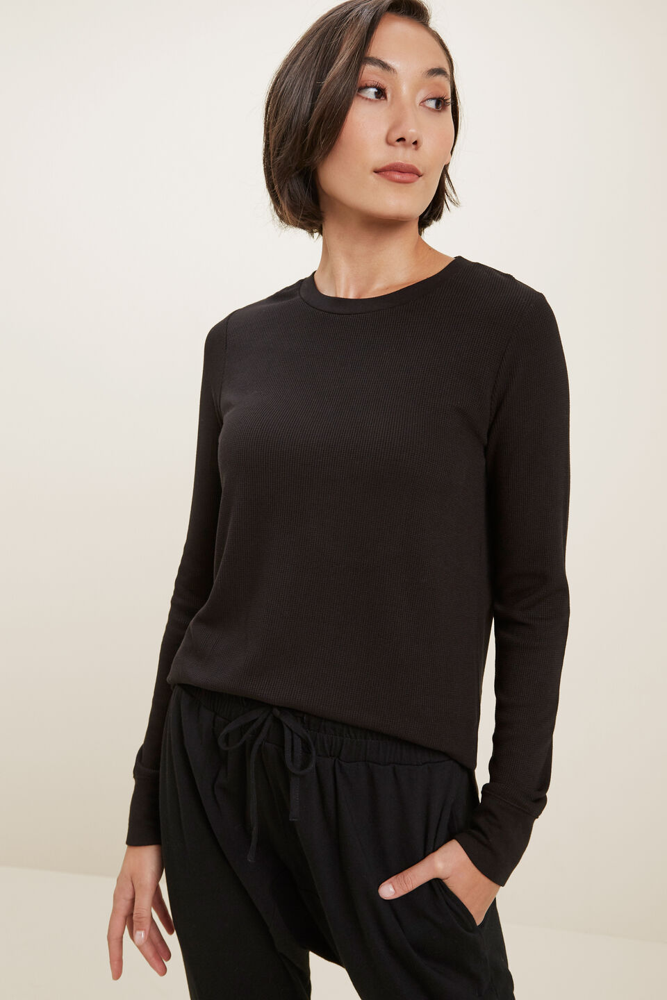 Waffle Side Split Top  Black