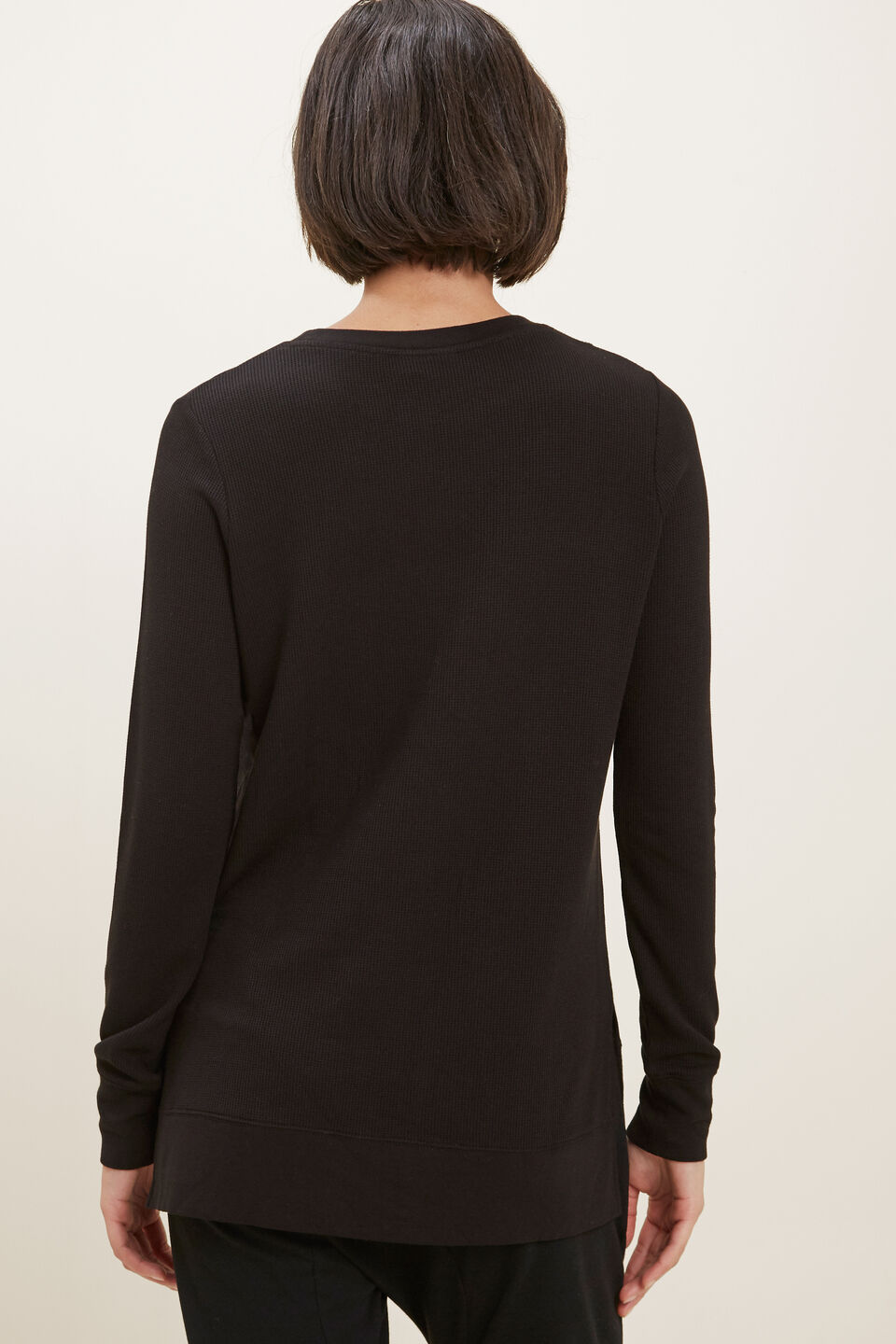 Waffle Side Split Top  Black