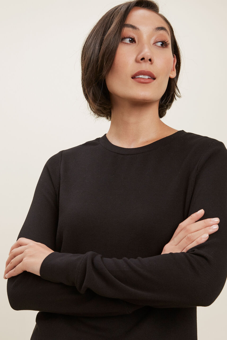 Waffle Side Split Top  Black