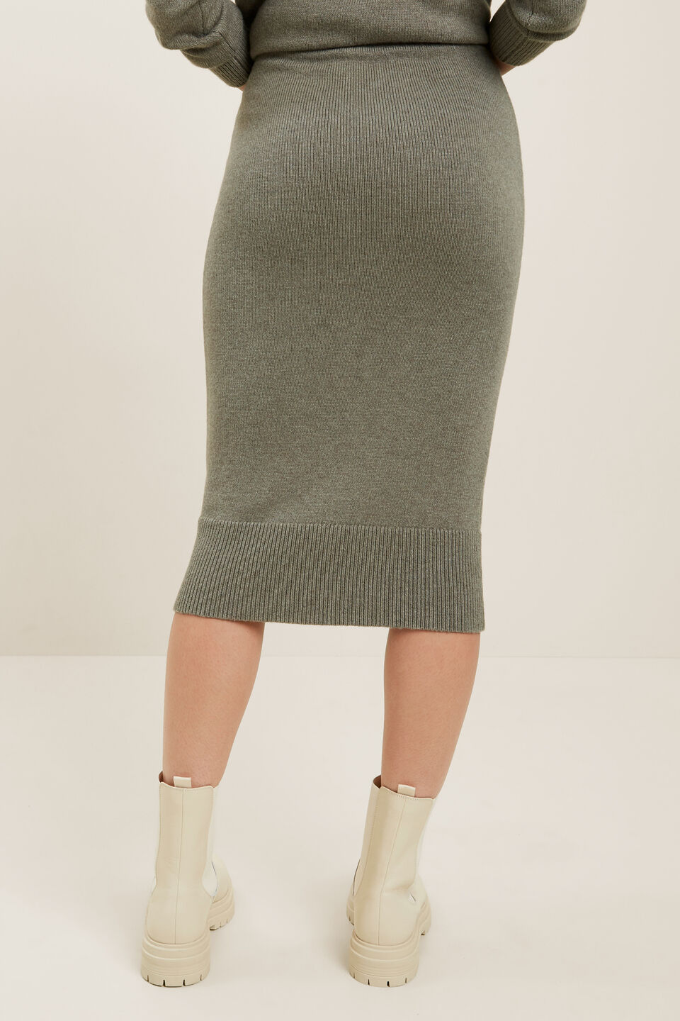 Marle Knit Skirt  Olive Khaki Marle