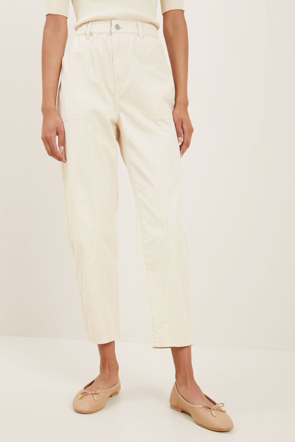 Elasticated Cotton Jogger  French Beige