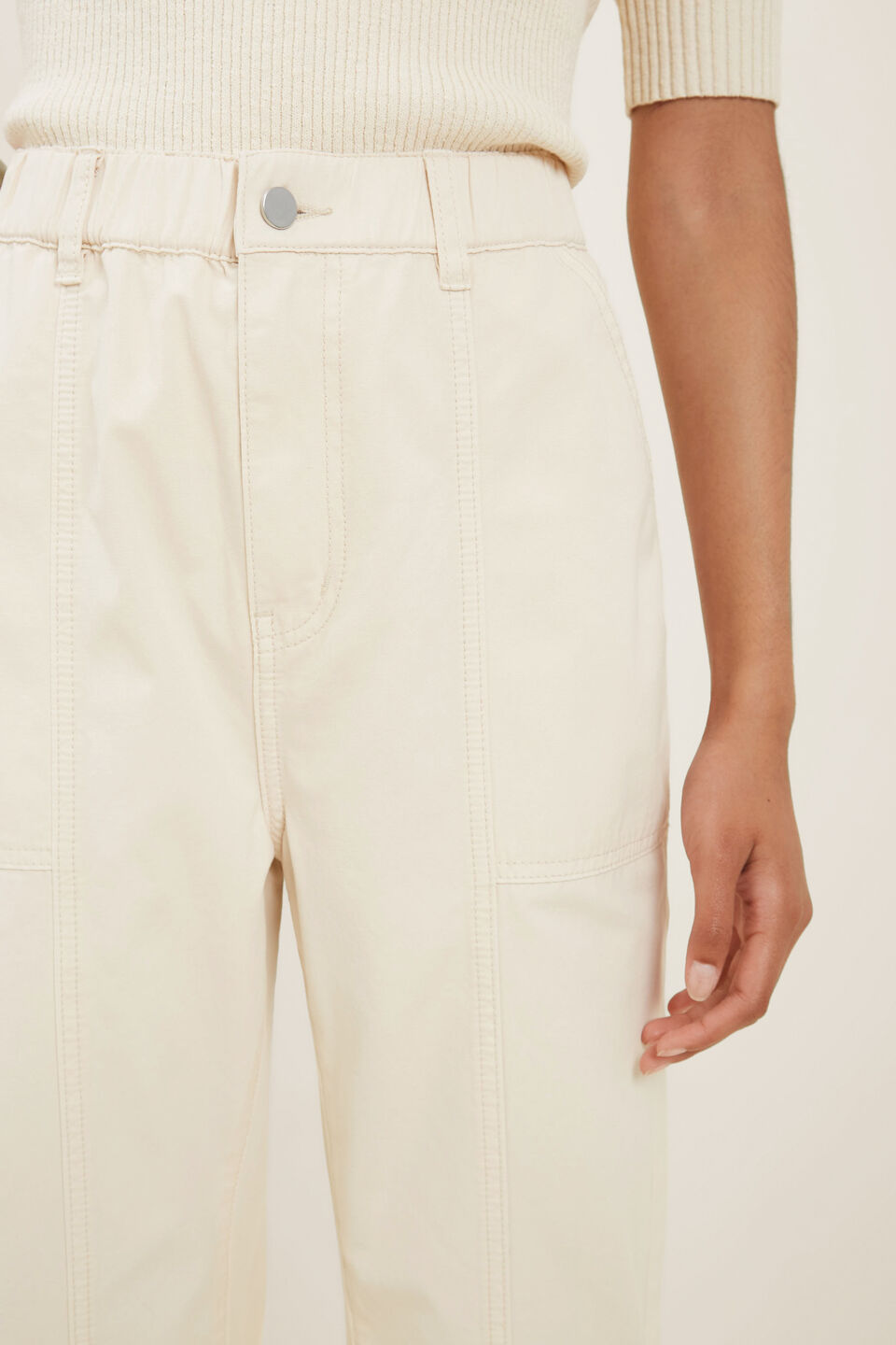 Elasticated Cotton Jogger  French Beige