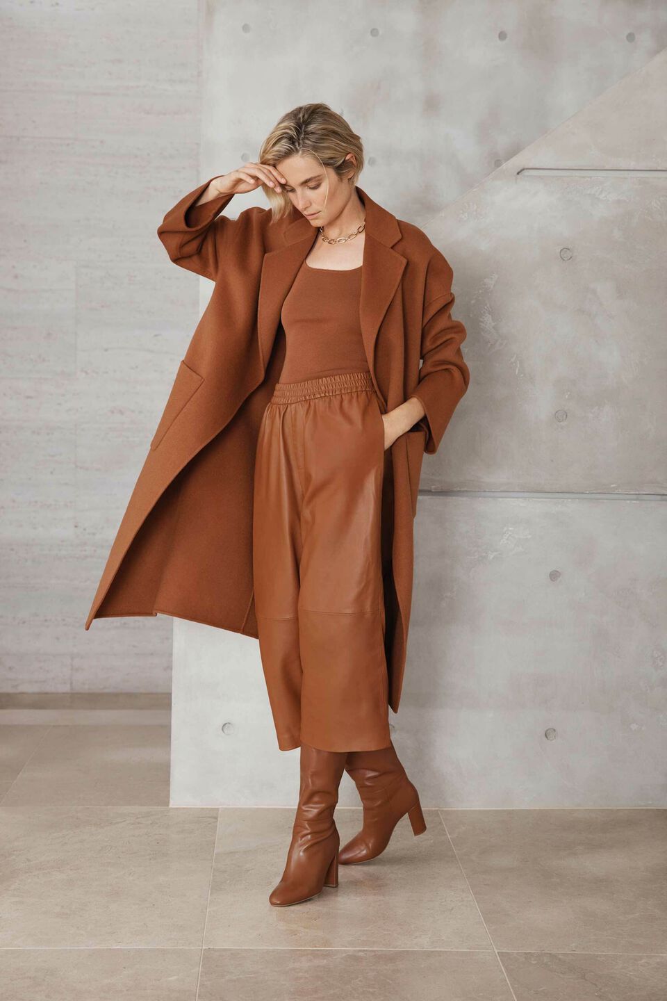 Leather Culotte  Burnt Bronze