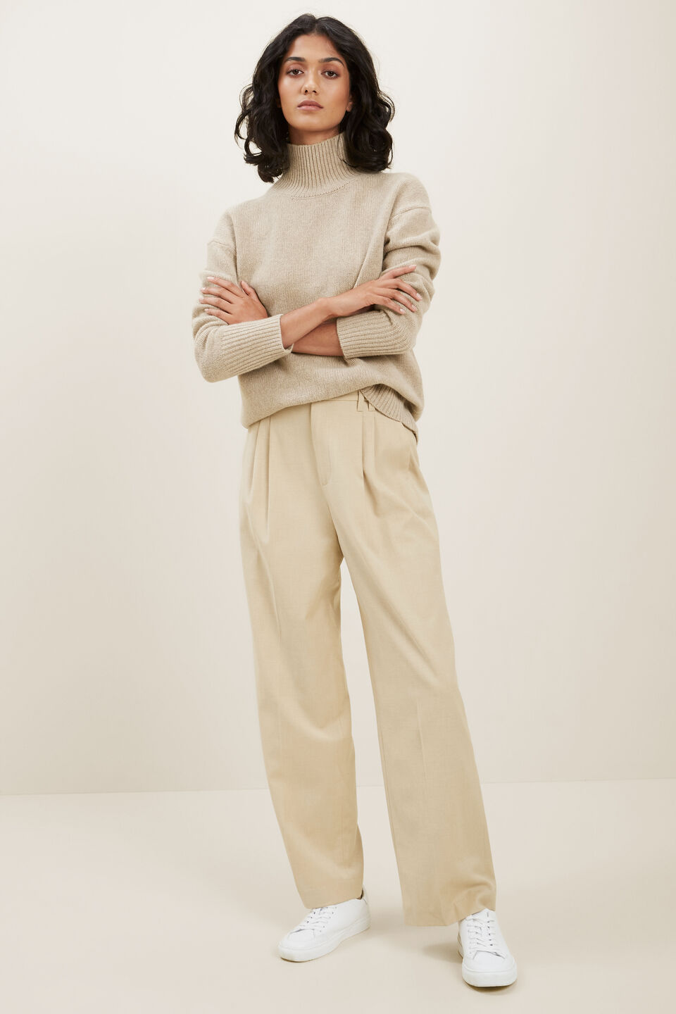 Twill Tailored Pant  Champagne Beige