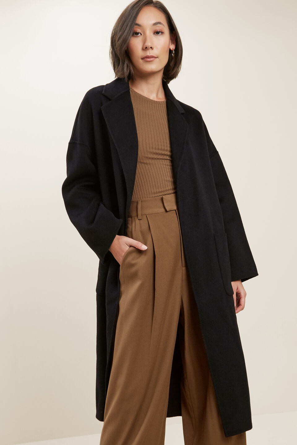 Wool Boyfriend Coat  Black