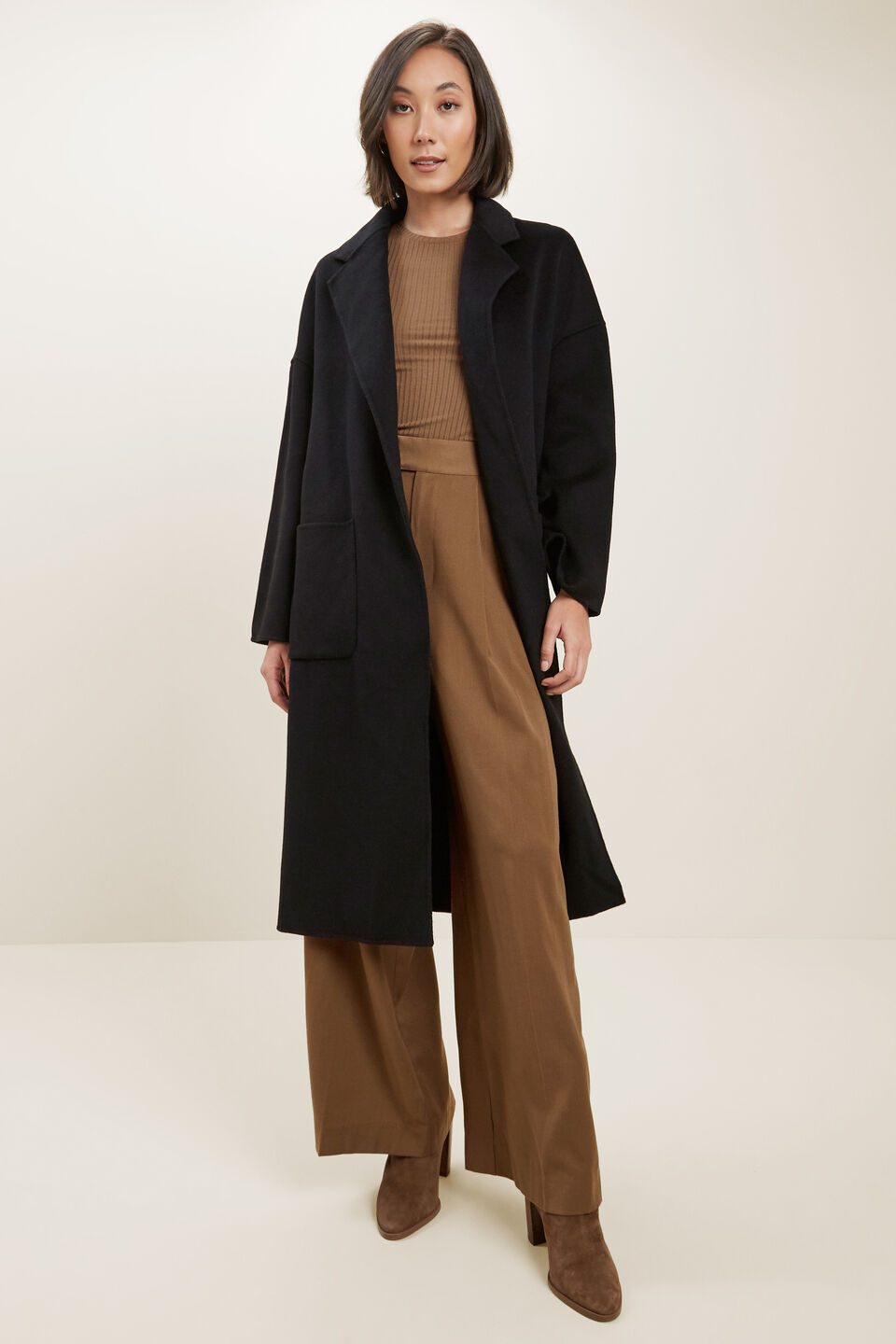 Wool Boyfriend Coat  Black