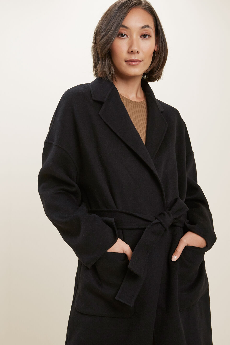 Wool Boyfriend Coat  Black