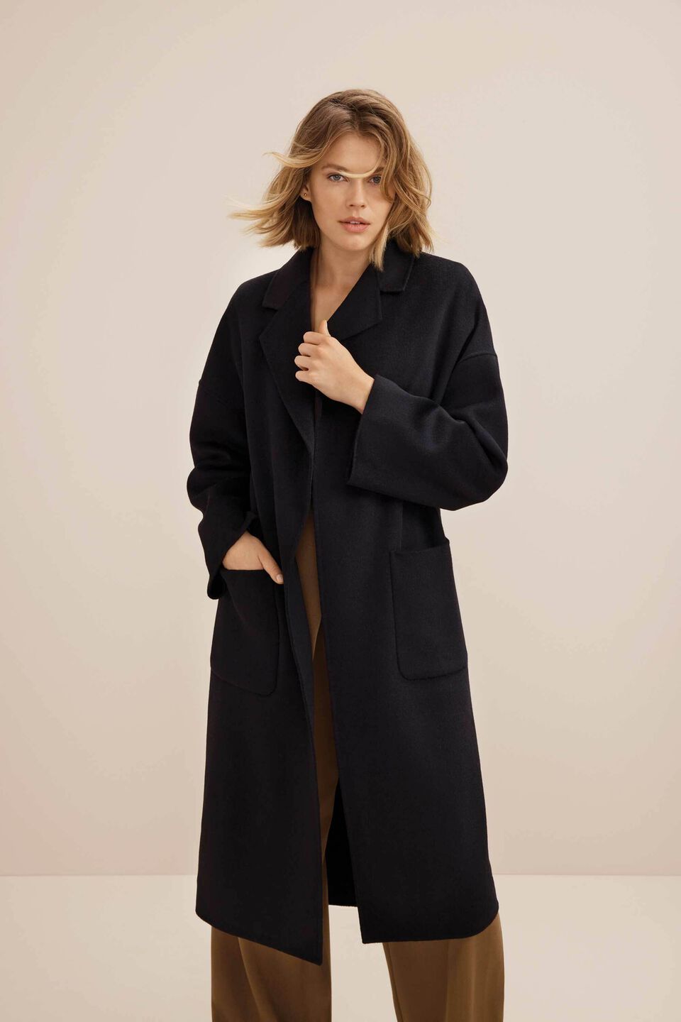 Wool Boyfriend Coat  Black