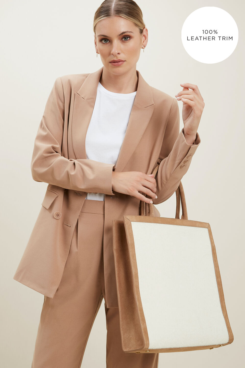 Shearling Tote  Honey Dew Cream