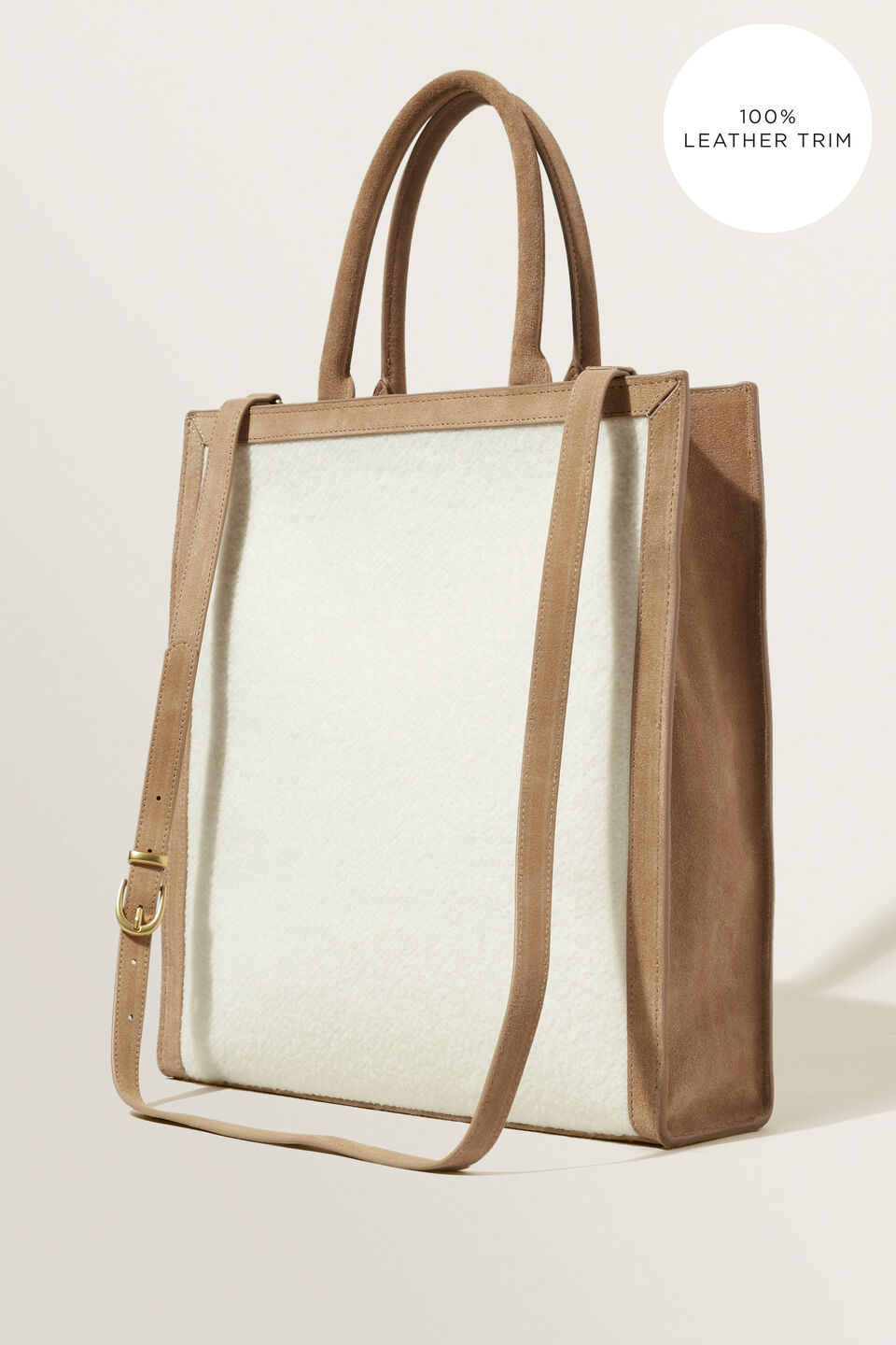 Shearling Tote  Honey Dew Cream