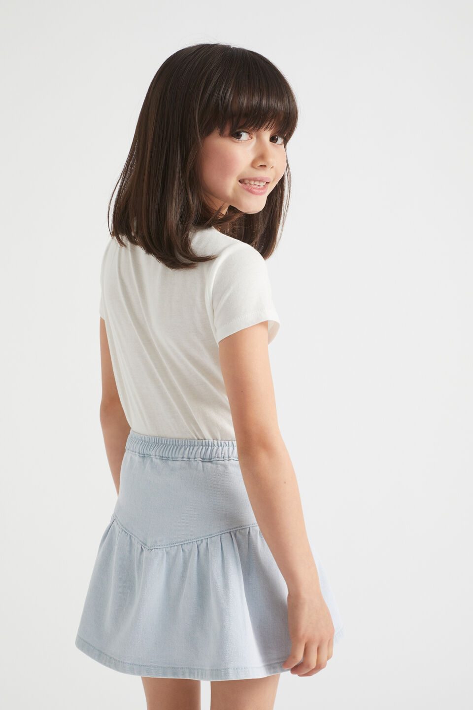 Yoke Denim Skirt  Sun Bleach
